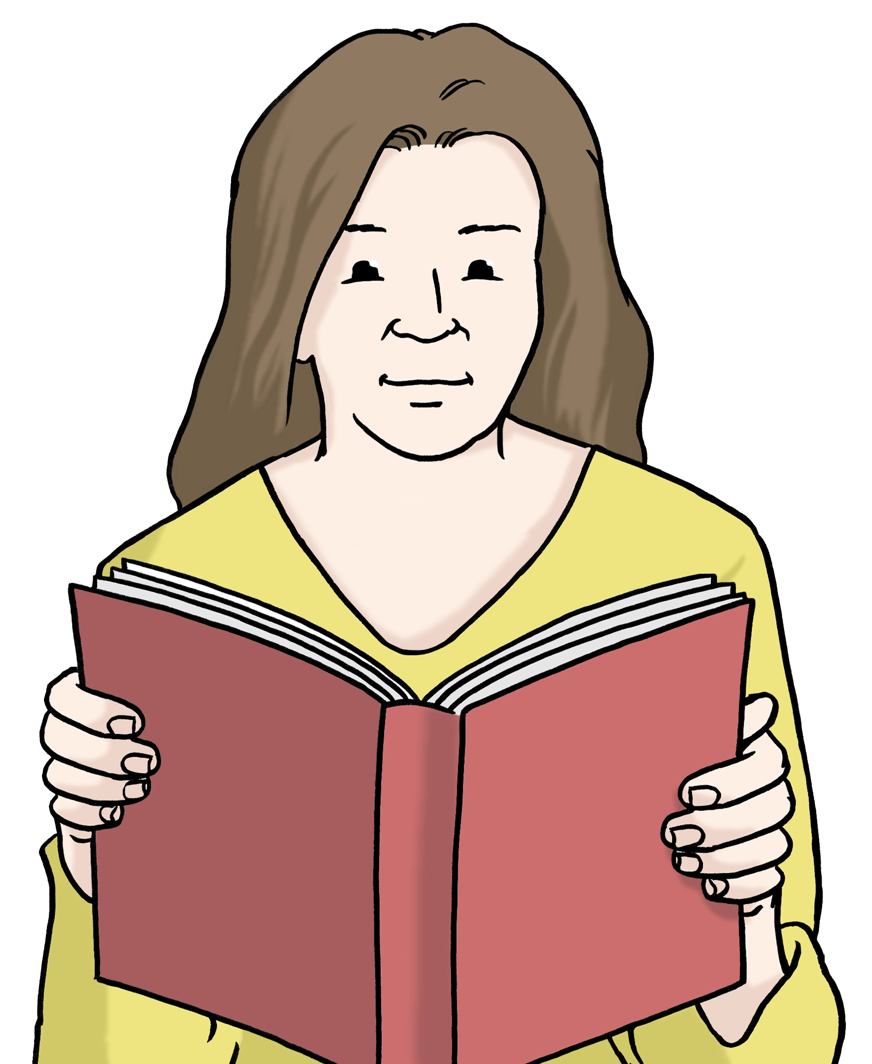 Gezeichnete Frau, die ein Buch liest Gezeichnete Frau, die ein Buch liest